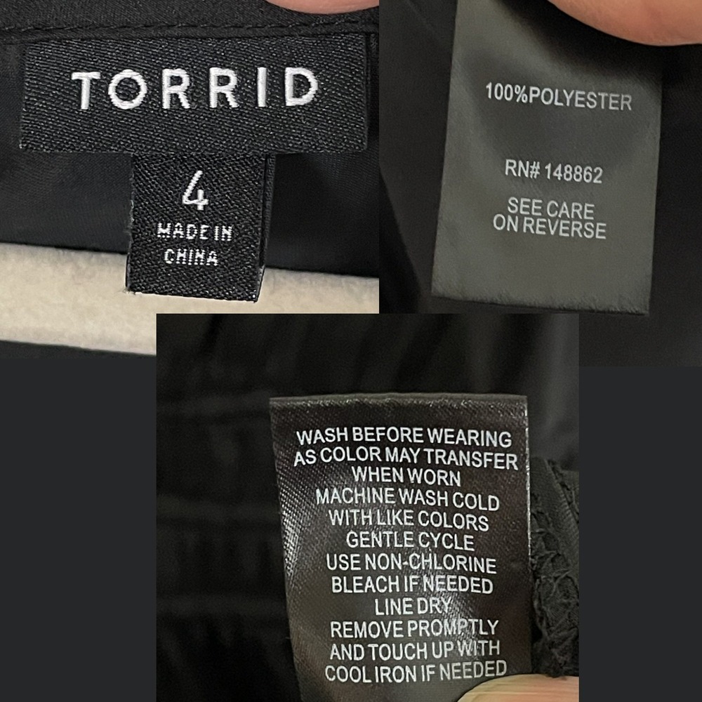 Torrid Size 4 Black Satin-Look Long Sleeve V-Neck Blouse Dressy Romantic - Picture 12 of 13